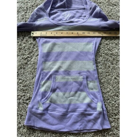 So Long Sleeve Kangroo Pouch Pull Over Long Hood T-Shirt Size XS Purple Gray - Picture 6 of 16